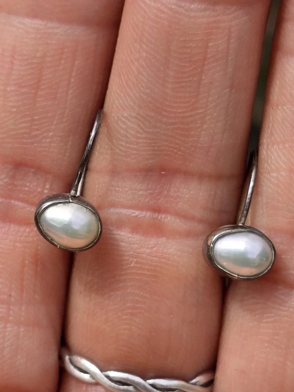 Super cute baroque nugget pearls set in sterling silver earrings